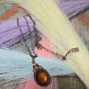 1928 Amber and Bronze Pendant Necklace